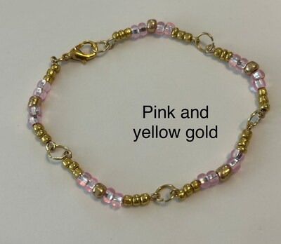 Rose Gold, pink, and gold beaded bracelet - image3